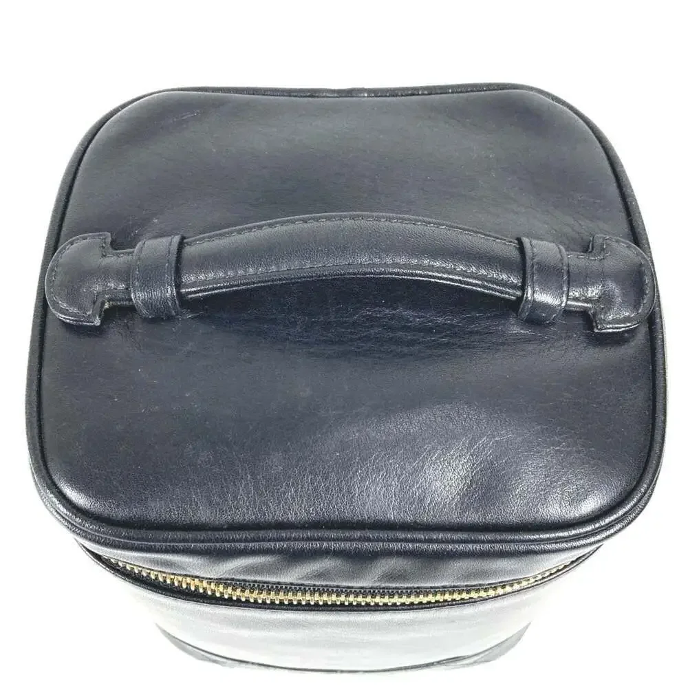 CHANEL Black Leather Logo Pouch